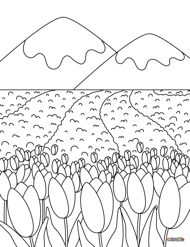 Printable-Tulip-Coloring-Page-2