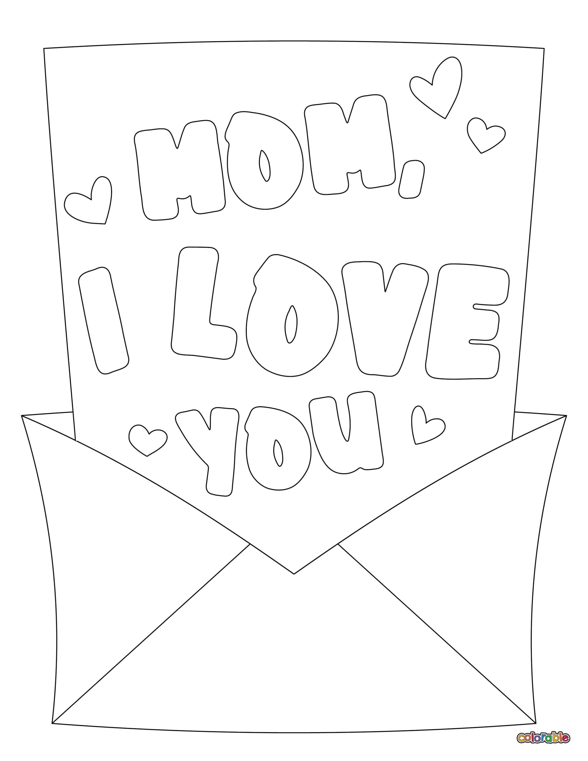 I Love You Mom Coloring Pages - 20 Free Pages | Colorable