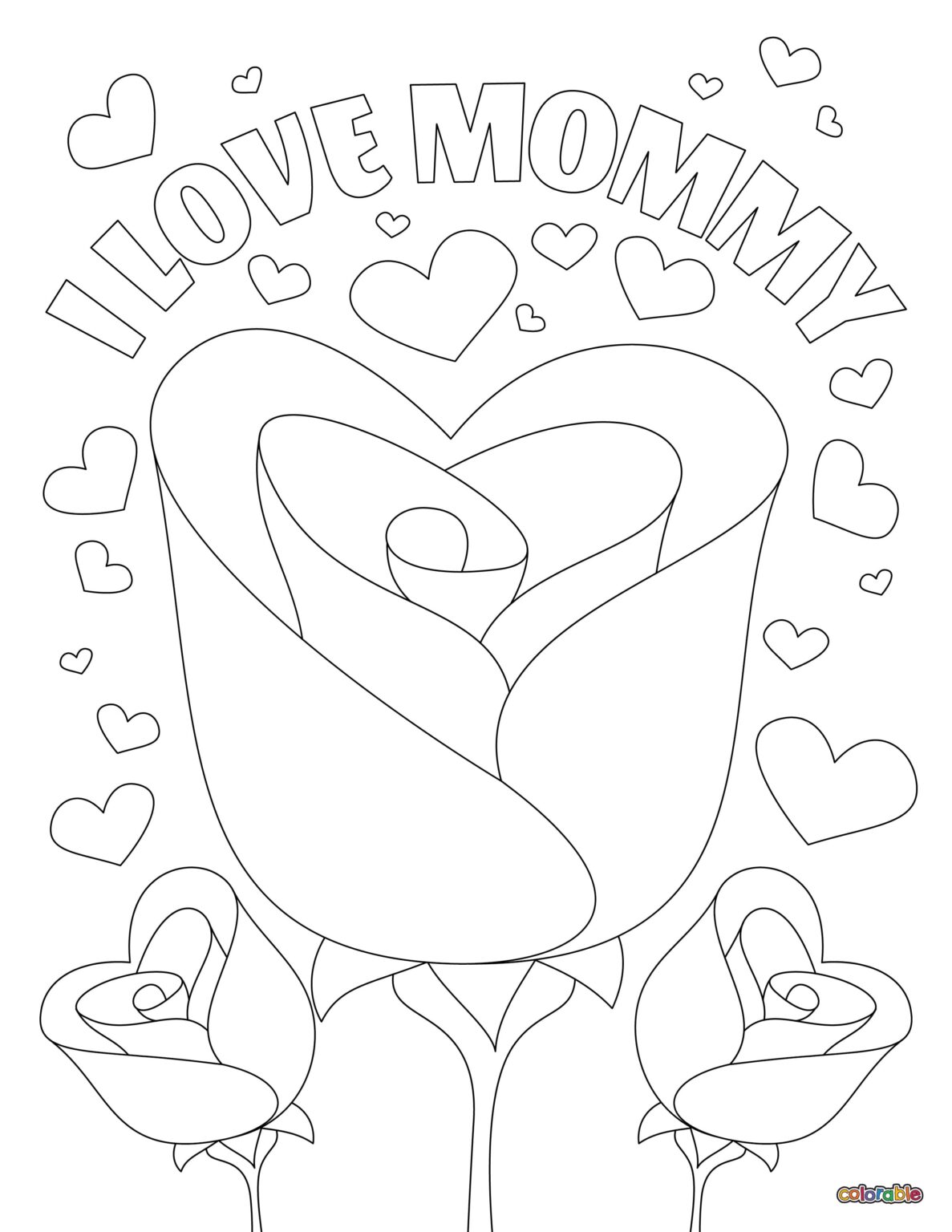 I Love You Mom Coloring Pages - 20 Free Pages | Colorable