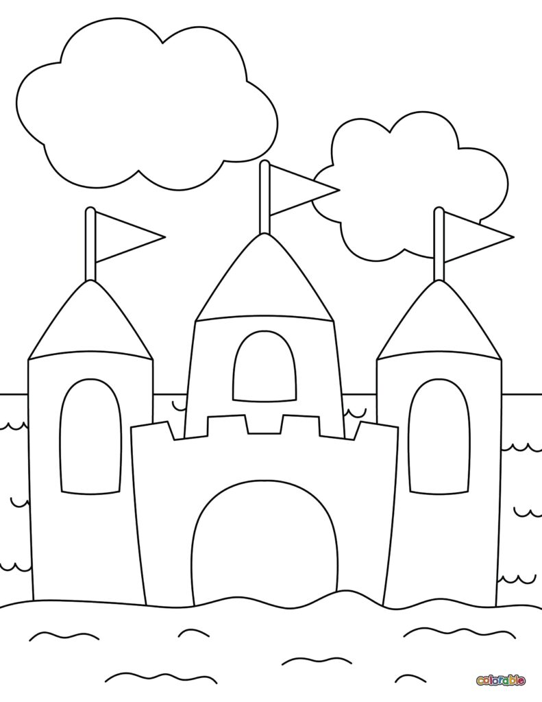 Printable-Sandcastle-Coloring-Page-1